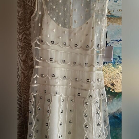 Red Valentino Ivory  tulle dress and silver studs size 38 US 4 - Picture 13 of 16